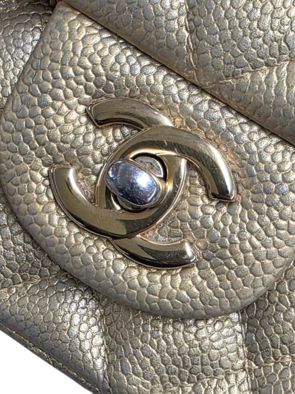 Chanel Pearl Caviar Gold Leather Quilted Classic Mini Single Flap Bag - Picture 11 of 16